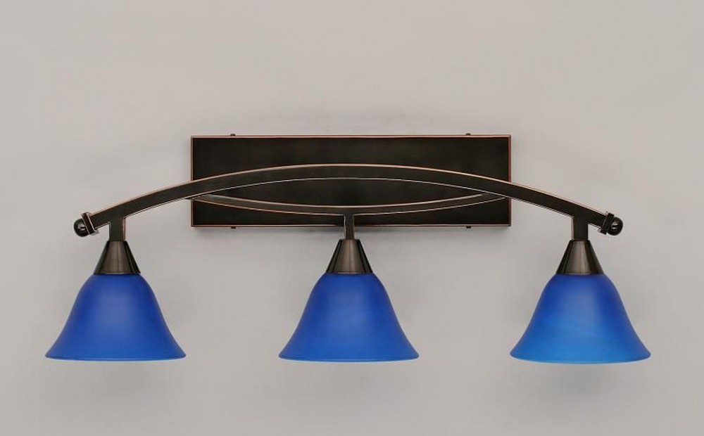 Toltec Lighting-173-BC-4155-Bow - 3 Light Bath Bar-10.75 Inches Tall and 9.5 Inches Wide Black Copper Blue Italian Bow - 3 Light Bath Bar-10.75 Inches Tall and 9.5 Inches Wide