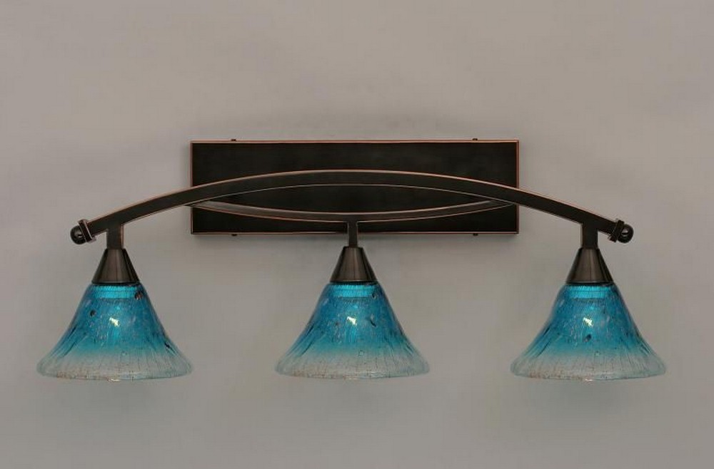 Toltec Lighting-173-BC-458-Bow - 3 Light Bath Bar-11.25 Inches Tall and 10 Inches Wide Black Copper Teal Crystal Bow - 3 Light Bath Bar-11.25 Inches Tall and 10 Inches Wide