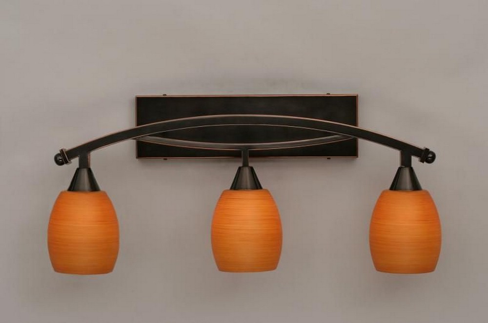 Toltec Lighting-173-BC-625-Bow-Three Light Bath Bar-8.5 Inches Wide by 12.25 Inches High Black Copper Cayenne Linen Bow-Three Light Bath Bar-8.5 Inches Wide by 12.25 Inches High