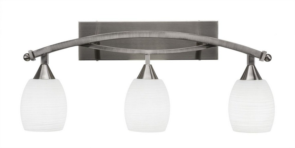 Toltec Lighting-173-BN-615-Bow-Three Light Bath Bar-8.5 Inches Wide by 12.25 Inches High Brushed Nickel White Linen Bow-Three Light Bath Bar-8.5 Inches Wide by 12.25 Inches High