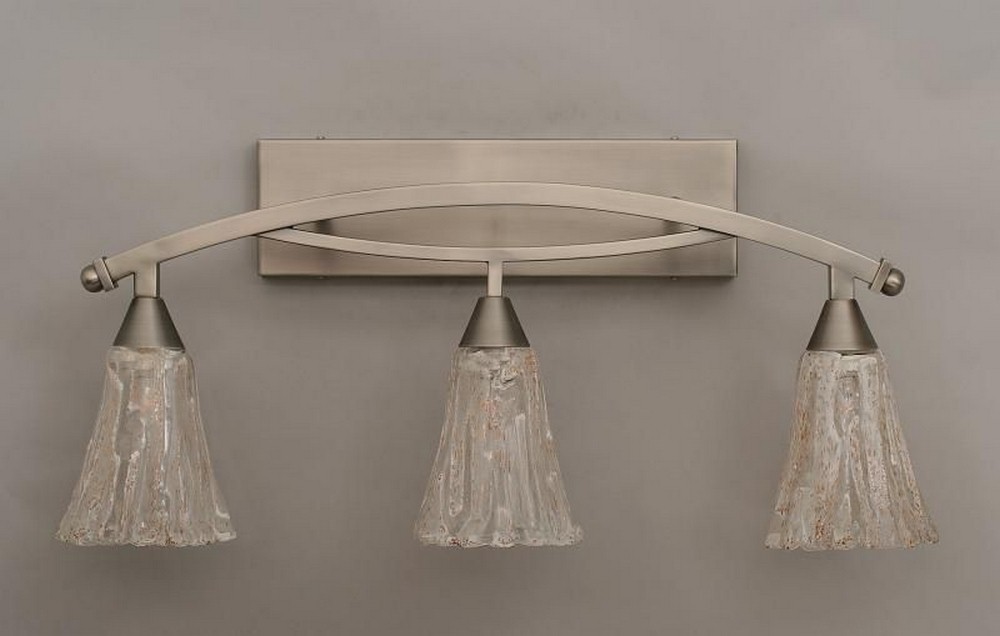 Toltec Lighting-173-BN-729-Bow - 3 Light Bath Bar-13 Inches Tall and 8.75 Inches Wide Brushed Nickel Italian Ice Bow - 3 Light Bath Bar-13 Inches Tall and 8.75 Inches Wide