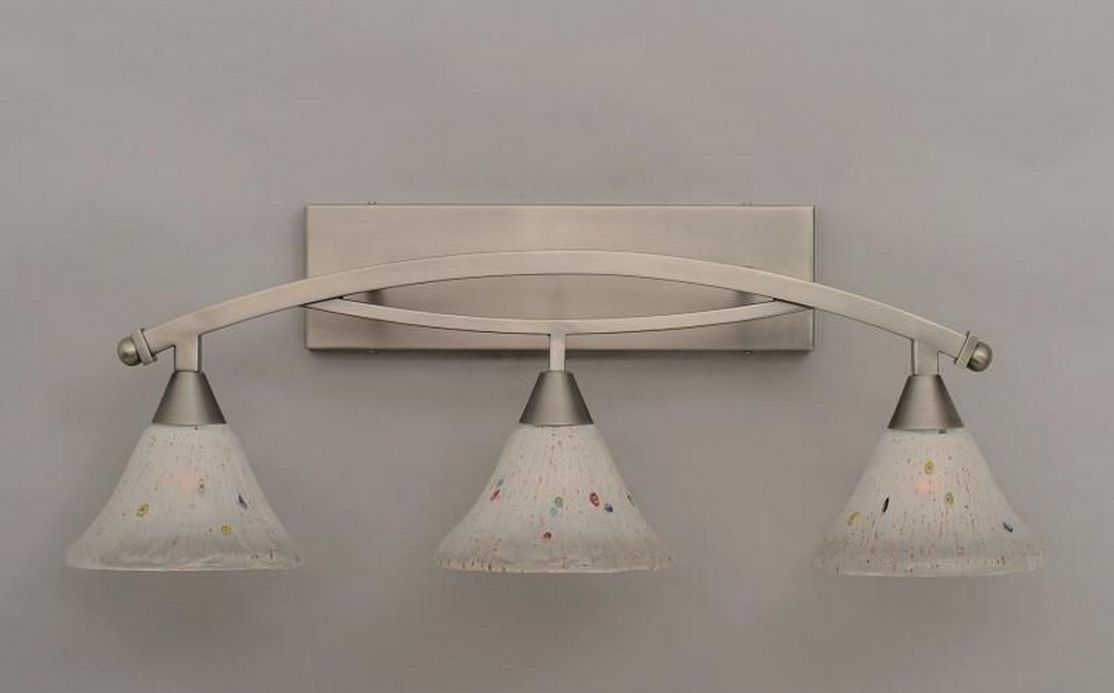 Toltec Lighting-173-BN-751-Bow - 3 Light Bath Bar-11 Inches Tall and 10 Inches Wide Brushed Nickel Frosted Crystal Bow - 3 Light Bath Bar-11 Inches Tall and 10 Inches Wide