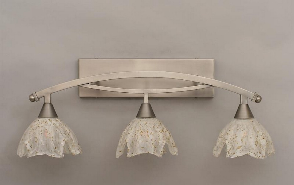 Toltec Lighting-173-BN-755-Bow - 3 Light Bath Bar-11 Inches Tall and 10 Inches Wide Brushed Nickel Gold Ice Bow - 3 Light Bath Bar-11 Inches Tall and 10 Inches Wide