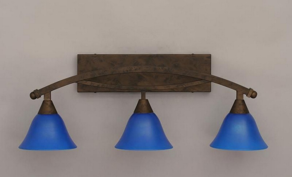 Toltec Lighting-173-BRZ-4155-Bow - 3 Light Bath Bar-10.75 Inches Tall and 9.5 Inches Wide Bronze Blue Italian Bow - 3 Light Bath Bar-10.75 Inches Tall and 9.5 Inches Wide