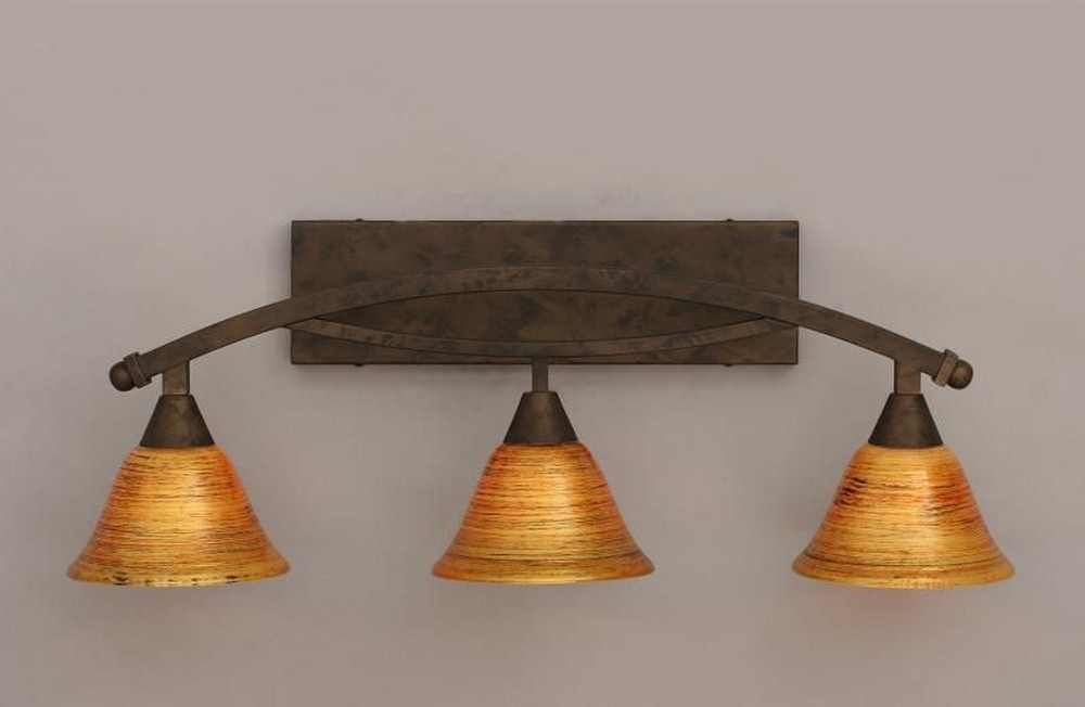 Toltec Lighting-173-BRZ-454-Bow - 3 Light Bath Bar-10.75 Inches Tall and 9.5 Inches Wide Bronze Firre Saturn Bow - 3 Light Bath Bar-10.75 Inches Tall and 9.5 Inches Wide