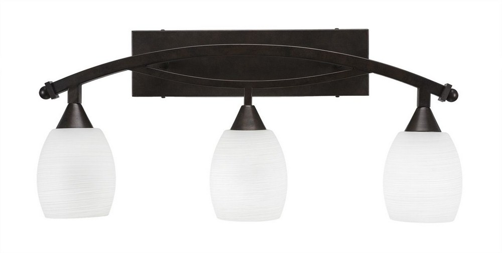 Toltec Lighting-173-BRZ-615-Bow-Three Light Bath Bar-8.5 Inches Wide by 12.25 Inches High Bronze White Linen Bow-Three Light Bath Bar-8.5 Inches Wide by 12.25 Inches High