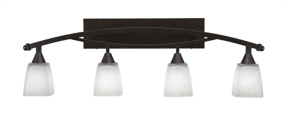 Toltec Lighting-174-BRZ-460-Bow - 4 Light Bath Bar-12.25 Inches Tall and Inches Wide Bronze White Marble Black Copper Finish with Clear Bubble Glass