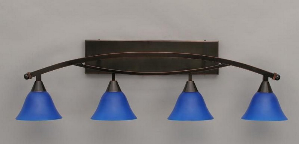 Toltec Lighting-174-BC-4155-Bow - 4 Light Bath Bar-11.5 Inches Tall and 9.5 Inches Wide Black Copper Blue Italian Bow - 4 Light Bath Bar-11.5 Inches Tall and 9.5 Inches Wide