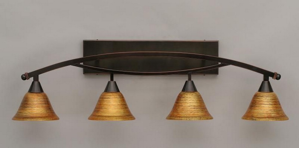 Toltec Lighting-174-BC-454-Bow - 4 Light Bath Bar-11.75 Inches Tall and 9.5 Inches Wide Black Copper Firre Saturn Bow - 4 Light Bath Bar-11.75 Inches Tall and 9.5 Inches Wide