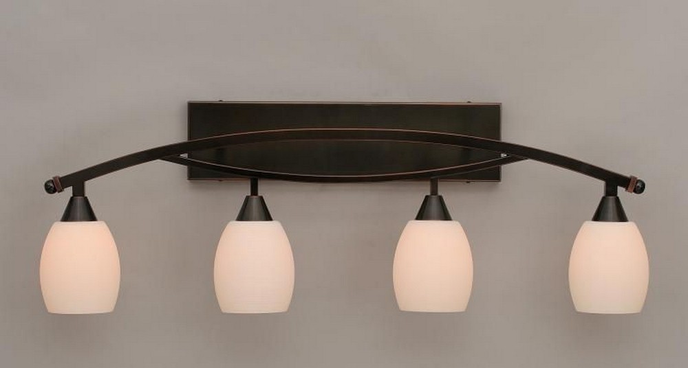 Toltec Lighting-174-BC-615-Bow - 4 Light Bath Bar-14 Inches Tall and 8.25 Inches Wide Black Copper White Linen Bow - 4 Light Bath Bar-14 Inches Tall and 8.25 Inches Wide