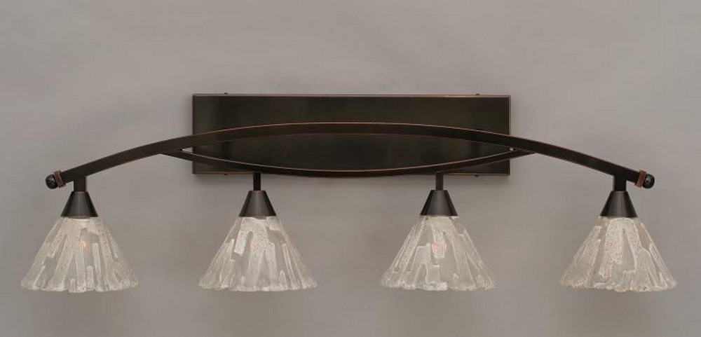 Toltec Lighting-174-BC-7195-Bow - 4 Light Bath Bar-11.5 Inches Tall and 9.5 Inches Wide Black Copper Italian Ice Bow - 4 Light Bath Bar-11.5 Inches Tall and 9.5 Inches Wide