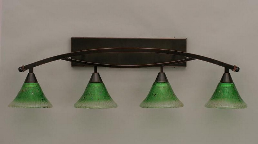 Toltec Lighting-174-BC-753-Bow - 4 Light Bath Bar-11.5 Inches Tall and 9.5 Inches Wide Black Copper Kiwi Green Crystal Bow - 4 Light Bath Bar-11.5 Inches Tall and 9.5 Inches Wide