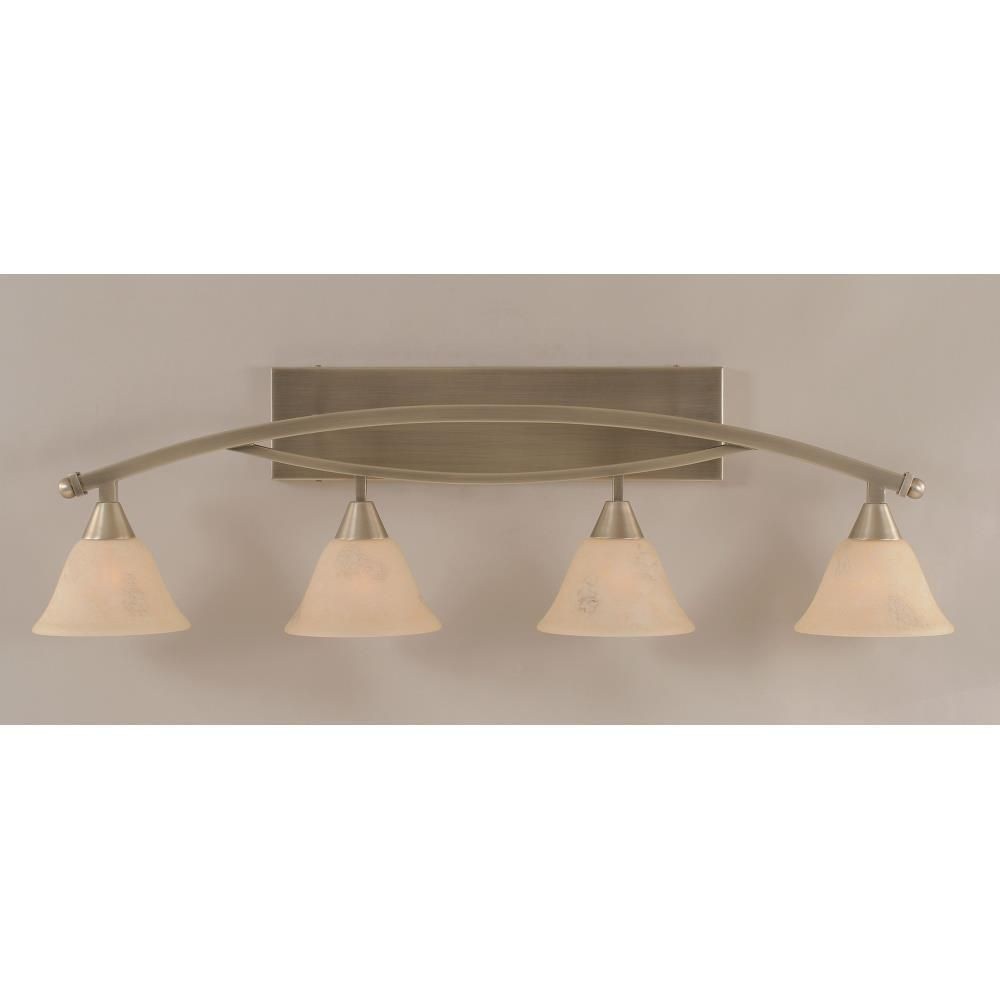 Toltec Lighting-174-BN-508-Bow - 4 Light Bath Bar-11.75 Inches Tall and 9.5 Inches Wide Brushed Nickel Italian Marble Bow - 4 Light Bath Bar-11.75 Inches Tall and 9.5 Inches Wide