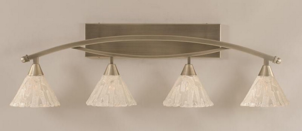 Toltec Lighting-174-BN-7195-Bow - 4 Light Bath Bar-11.5 Inches Tall and 9.5 Inches Wide Brushed Nickel Italian Ice Bow - 4 Light Bath Bar-11.5 Inches Tall and 9.5 Inches Wide