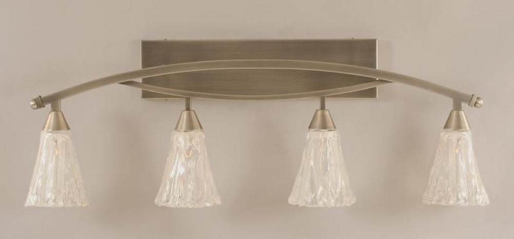 Toltec Lighting-174-BN-729-Bow - 4 Light Bath Bar-13.75 Inches Tall and 8.5 Inches Wide Brushed Nickel Italian Ice Bow - 4 Light Bath Bar-13.75 Inches Tall and 8.5 Inches Wide