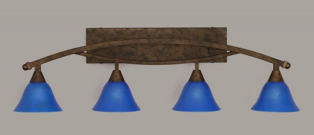 Toltec Lighting-174-BRZ-4155-Bow - 4 Light Bath Bar-11.5 Inches Tall and 9.5 Inches Wide Bronze Blue Italian Bow - 4 Light Bath Bar-11.5 Inches Tall and 9.5 Inches Wide