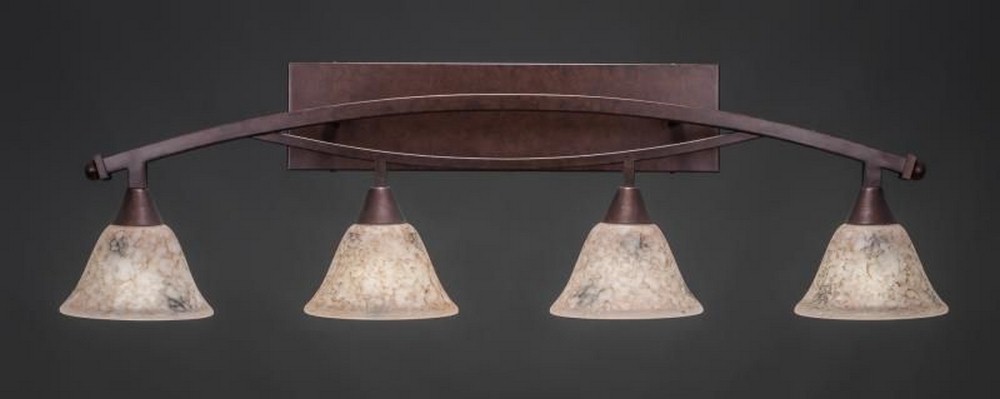 Toltec Lighting-174-BRZ-508-Bow - 4 Light Bath Bar-11.75 Inches Tall and 9.5 Inches Wide Bronze Italian Marble Bow - 4 Light Bath Bar-11.75 Inches Tall and 9.5 Inches Wide