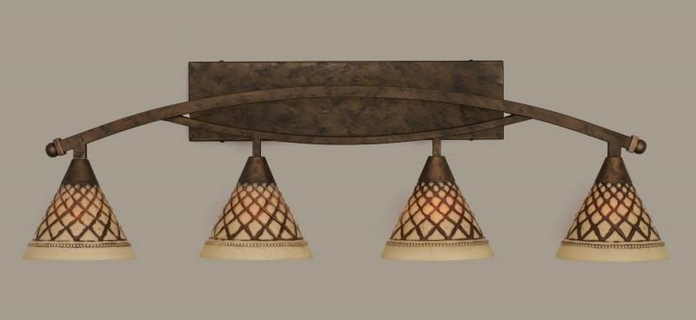 Toltec Lighting-174-BRZ-7185-Bow - 4 Light Bath Bar-11.5 Inches Tall and 9.5 Inches Wide Bronze Chocolate Icing Bow - 4 Light Bath Bar-11.5 Inches Tall and 9.5 Inches Wide