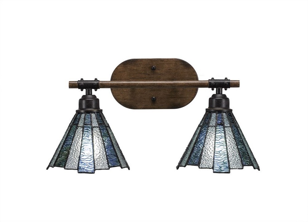 Toltec Lighting-1752-9325-Blacksmith - 2 Light Bath Bar-9 Inches Tall and 7 Inches Wide Painted Wood/Dark Granite Sea Ice Art Zion Tiffany Finish