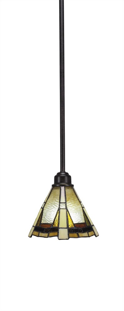 Toltec Lighting-1761-9345-Blacksmith - 1 Light Mini Pendant-6.25 Inches Tall and 7 Inches Wide Painted Wood/Dark Granite Zion Art Zion Tiffany Finish