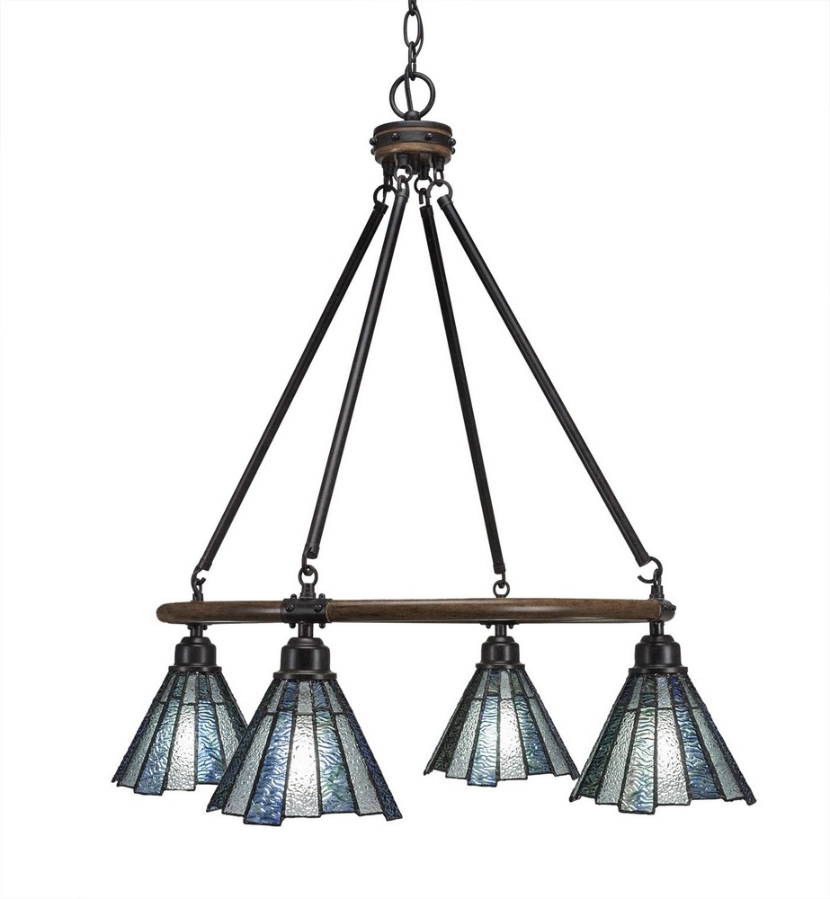 Toltec Lighting-1764-9325-Blacksmith - 4 Light Chandelier-28 Inches Tall and 26.5 Inches Wide Painted Wood/Dark Granite Sea Ice Art Zion Tiffany Finish