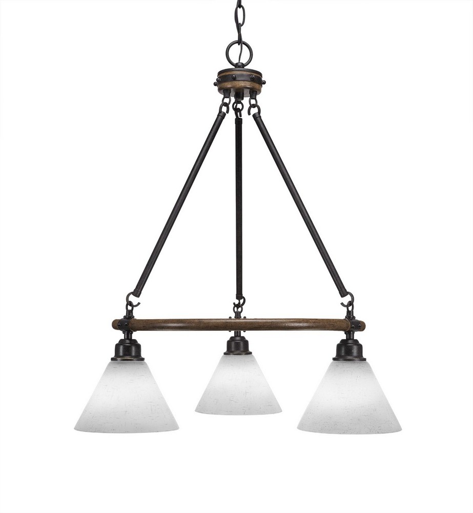 Toltec Lighting-1766-312-Blacksmith - 3 Light Chandelier-26.5 Inches Tall and 21.75 Inches Wide Painted Wood/Dark Granite White Muslin White Muslin Finish