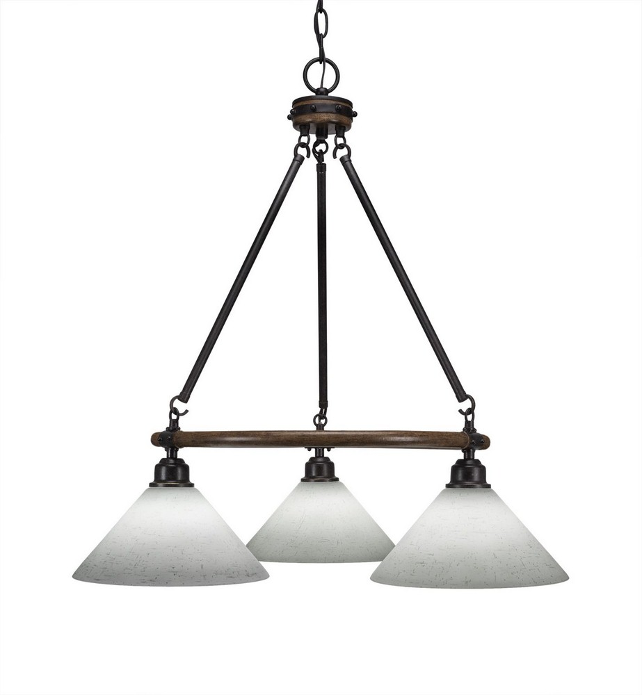 Toltec Lighting-1766-314-Blacksmith - 3 Light Chandelier-27.5 Inches Tall and 24.5 Inches Wide Painted Wood/Dark Granite White Muslin White Muslin Finish