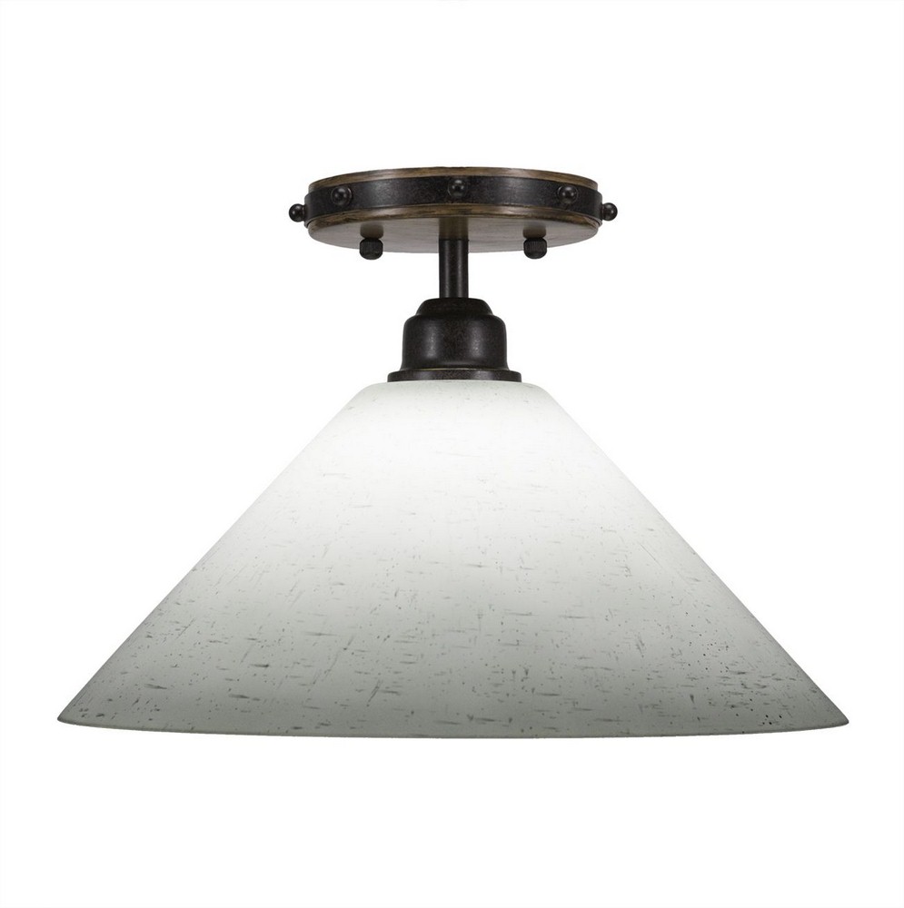 Toltec Lighting-1767-316-Blacksmith - 1 Light Semi-Flush Mount-8.75 Inches Tall and 12 Inches Wide Painted Wood/Dark Granite White Muslin White Muslin Finish