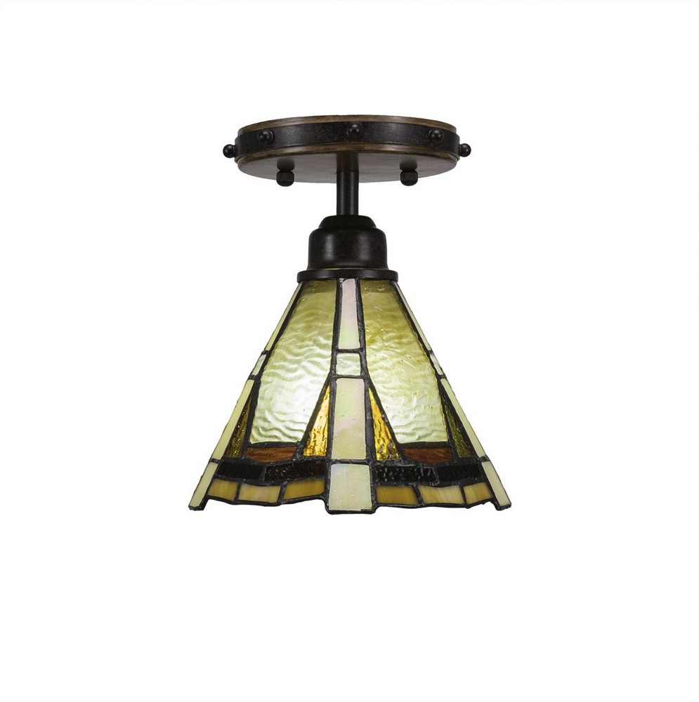 Toltec Lighting-1767-9345-Blacksmith - 1 Light Semi-Flush Mount-8.75 Inches Tall and 7 Inches Wide   Zion Tiffany Finish