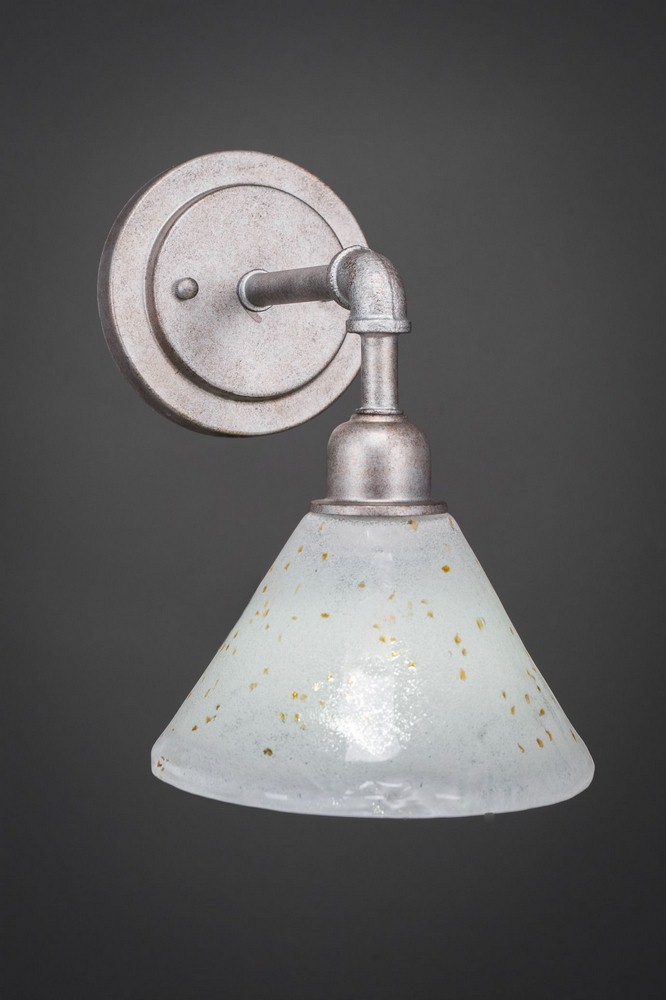 Toltec Lighting-181-AS-7145-Vintage - 1 Light Wall Sconce-10.25 Inches Tall and 7 Inches Wide Aged Silver Gold Ice Dark Granite Finish with Frosted Crystal Glass