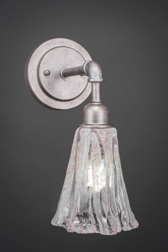 Toltec Lighting-181-AS-729-Vintage - 1 Light Wall Sconce-10.25 Inches Tall and 5.5 Inches Wide Aged Silver Italian Ice Dark Granite Finish with Italian Ice Glass