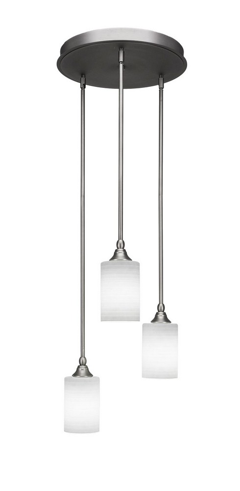 Toltec Lighting-2143-BN-4061-Empire - 3 Light Cluster Pendalier-11.25 Inches Tall and 18.5 Inches Wide Brushed Nickel White Matrix Brushed Nickel Finish with White Matrix Glass