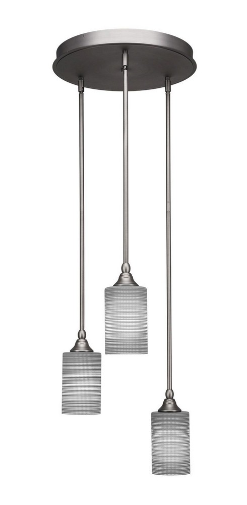 Toltec Lighting-2143-BN-4062-Empire - 3 Light Cluster Pendalier-11.25 Inches Tall and 18.5 Inches Wide Brushed Nickel Gray Matrix Brushed Nickel Finish with White Matrix Glass