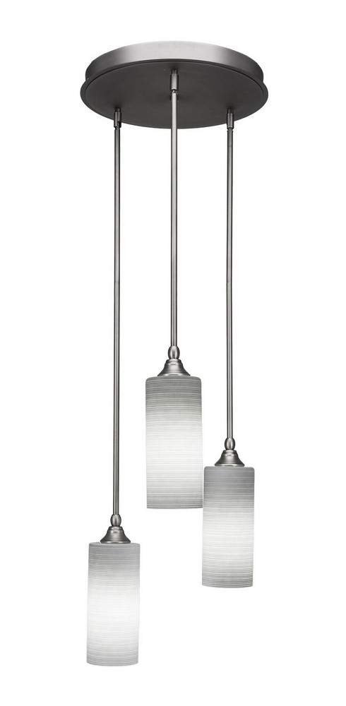 Toltec Lighting-2143-BN-4091-Empire - 3 Light Cluster Pendalier-14.25 Inches Tall and 18.5 Inches Wide Brushed Nickel White Matrix Brushed Nickel Finish with White Matrix Glass