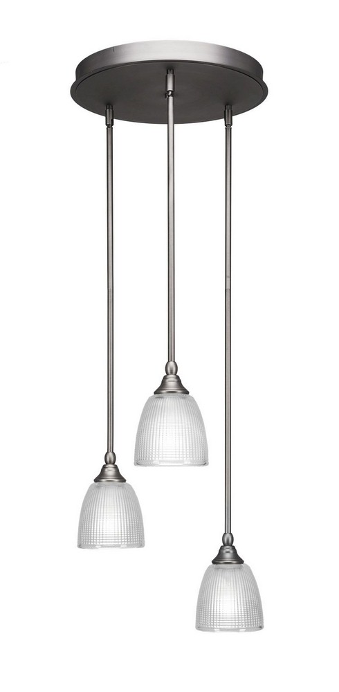 Toltec Lighting-2143-BN-500-Empire - 3 Light Cluster Pendalier-9.75 Inches Tall and 18.5 Inches Wide Brushed Nickel Clear Brushed Nickel Finish with Clear Glass