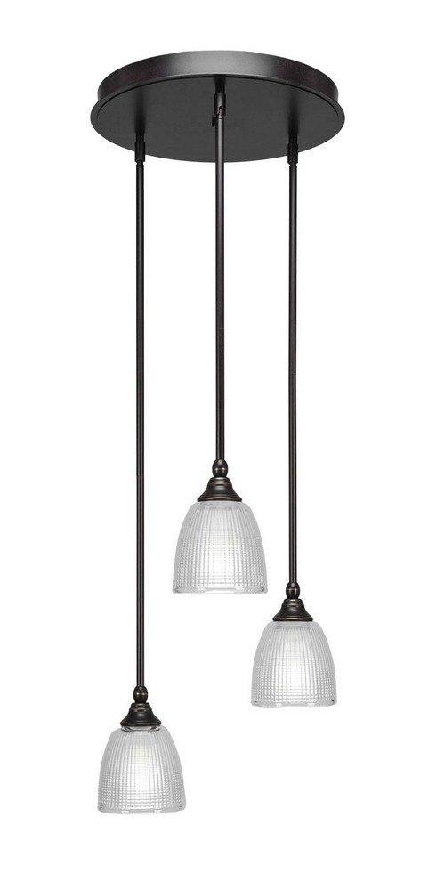 Toltec Lighting-2143-DG-500-Empire - 3 Light Cluster Pendalier-9.75 Inches Tall and 18.5 Inches Wide Dark Granite Clear Brushed Nickel Finish with Clear Glass