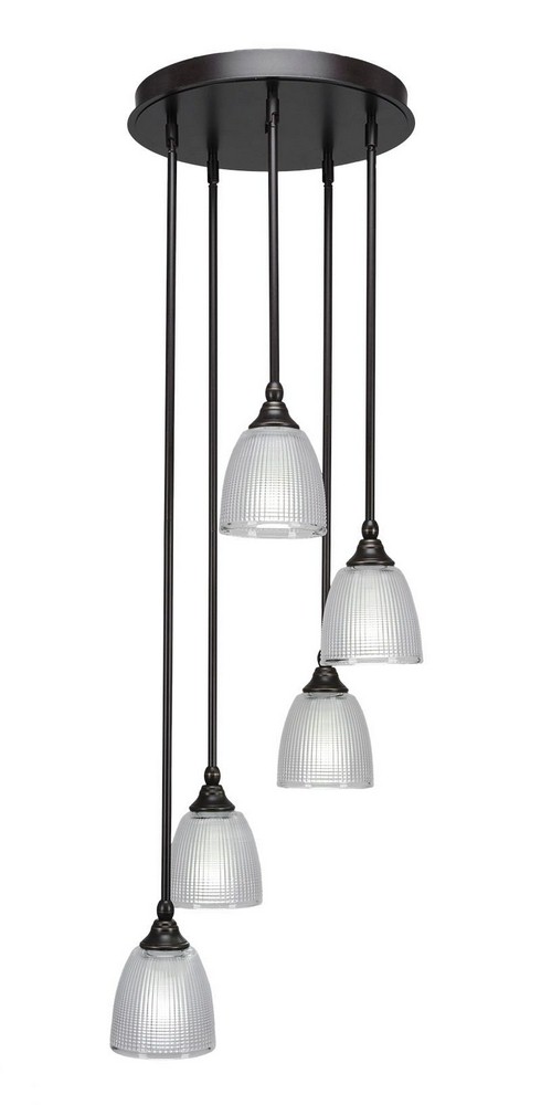 Toltec Lighting-2145-DG-500-Empire - 5 Light Cluster Pendalier-10.25 Inches Tall and 14.5 Inches Wide Dark Granite Clear Brushed Nickel Finish with Clear Glass