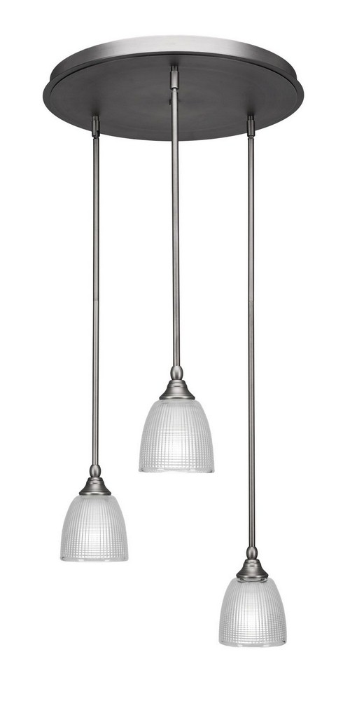 Toltec Lighting-2183-BN-500-Empire - 3 Light Cluster Pendalier-10.75 Inches Tall and 18 Inches Wide Brushed Nickel Clear Brushed Nickel Finish with Clear Glass