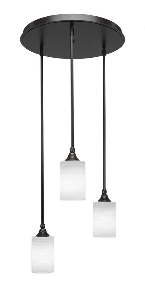 Toltec Lighting-2183-DG-4061-Empire - 3 Light Cluster Pendalier-11.25 Inches Tall and 18 Inches Wide Dark Granite White Matrix Brushed Nickel Finish with Gray Matrix Glass