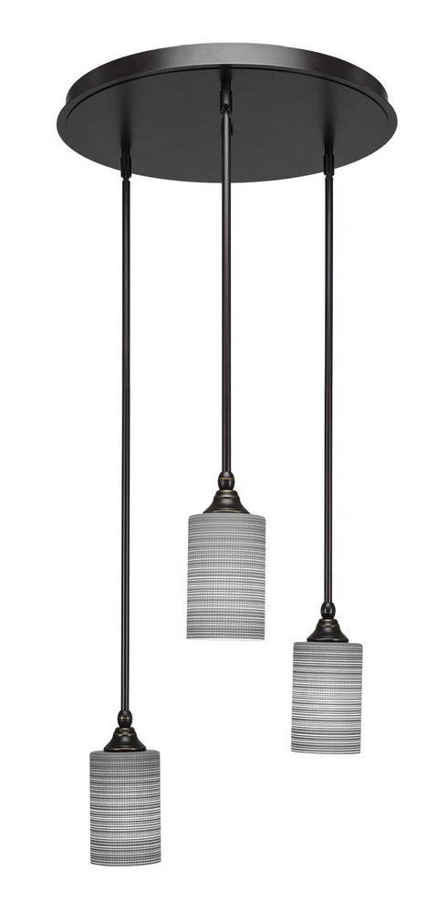 Toltec Lighting-2183-DG-4062-Empire - 3 Light Cluster Pendalier-11.25 Inches Tall and 18 Inches Wide Dark Granite Gray Matrix Brushed Nickel Finish with Gray Matrix Glass