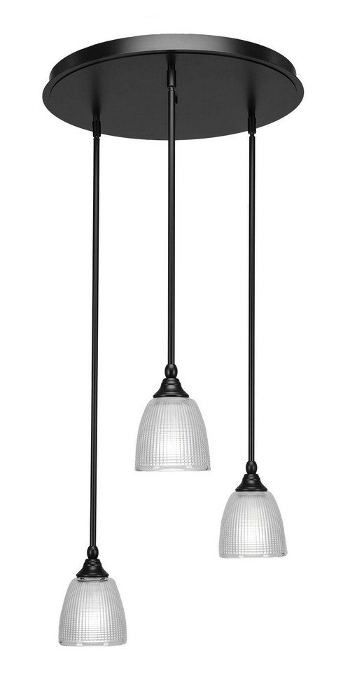 Toltec Lighting-2183-MB-500-Empire - 3 Light Cluster Pendalier-10.75 Inches Tall and 18 Inches Wide Matte Black Clear Brushed Nickel Finish with Clear Glass