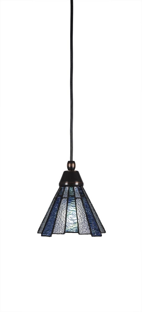 Toltec Lighting-22-BC-9325-Any - 1 Light Mini Pendant-7 Inches Tall and 7 Inches Wide Black Copper Sea Ice Art Dark Granite Finish with Chocolate Icing Glass