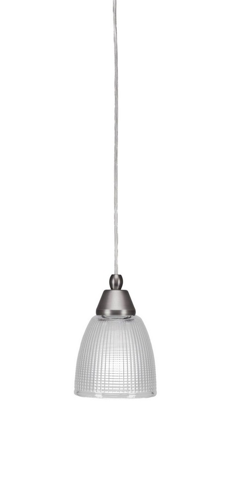 Toltec Lighting-22-BN-500-Cord - 1 Light Mini Pendant-7.25 Inches Tall and 5 Inches Wide   Brushed Nickel Finish with Clear Glass