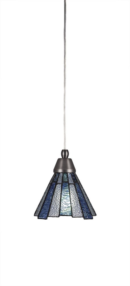 Toltec Lighting-22-BN-9325-Any - 1 Light Mini Pendant-7 Inches Tall and 7 Inches Wide Brushed Nickel Sea Ice Art Dark Granite Finish with Chocolate Icing Glass