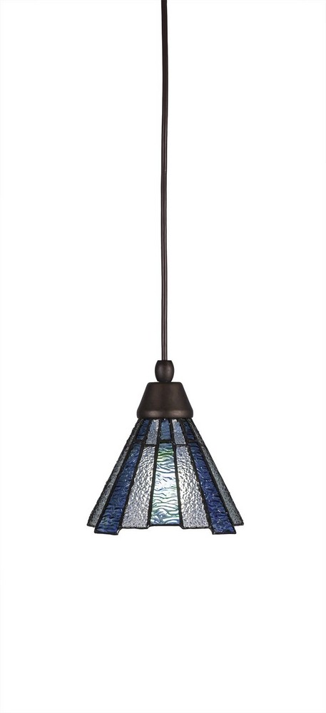 Toltec Lighting-22-BRZ-9325-Any - 1 Light Mini Pendant-7 Inches Tall and 7 Inches Wide Bronze Sea Ice Art Dark Granite Finish with Chocolate Icing Glass