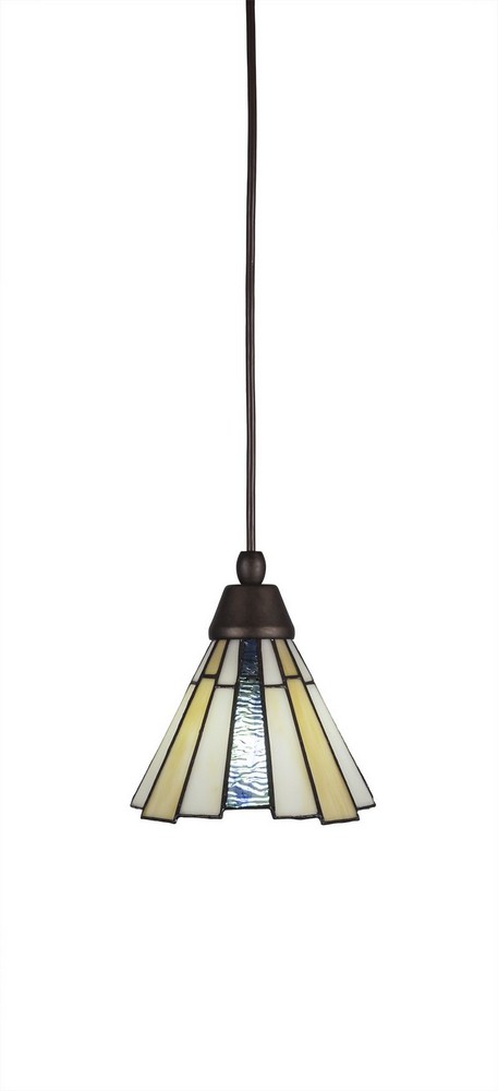 Toltec Lighting-22-BRZ-9335-Any - 1 Light Mini Pendant-7 Inches Tall and 7 Inches Wide Bronze Sequoia Art Dark Granite Finish with Chocolate Icing Glass