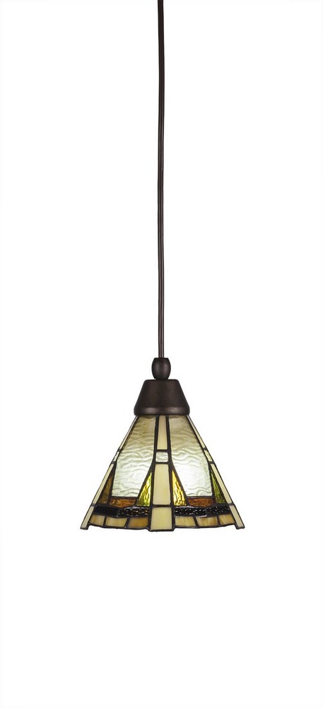 Toltec Lighting-22-BRZ-9345-Any - 1 Light Mini Pendant-7 Inches Tall and 7 Inches Wide Bronze Zion Art Dark Granite Finish with Chocolate Icing Glass