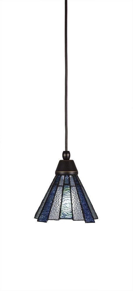 Toltec Lighting-22-DG-9325-Any - 1 Light Mini Pendant-7 Inches Tall and 7 Inches Wide Dark Granite Sea Ice Art Dark Granite Finish with Chocolate Icing Glass