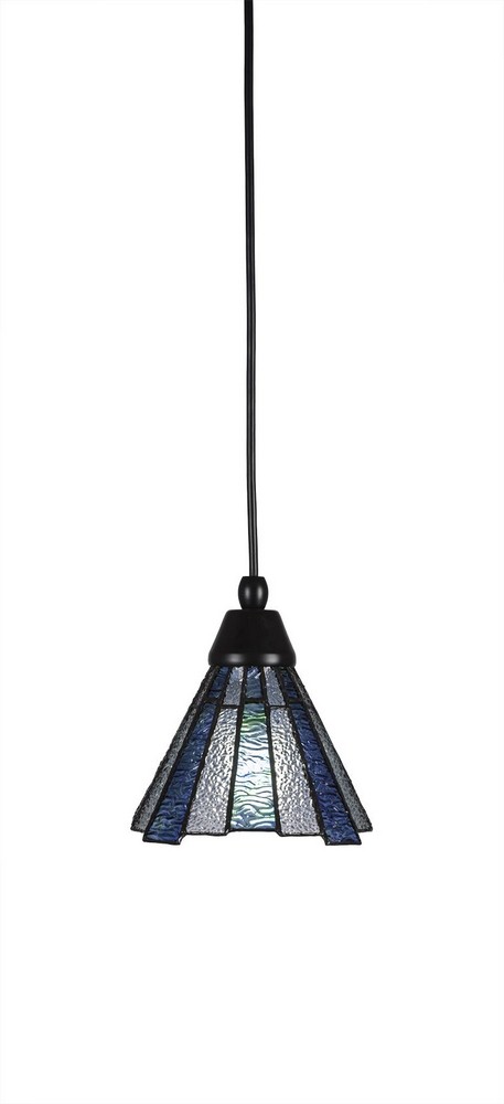 Toltec Lighting-22-MB-9325-Any - 1 Light Mini Pendant-7 Inches Tall and 7 Inches Wide Matte Black Sea Ice Art Dark Granite Finish with Chocolate Icing Glass