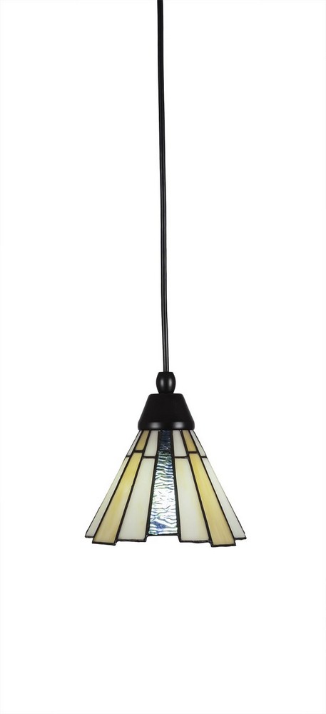 Toltec Lighting-22-MB-9335-Any - 1 Light Mini Pendant-7 Inches Tall and 7 Inches Wide Matte Black Sequoia Art Dark Granite Finish with Chocolate Icing Glass